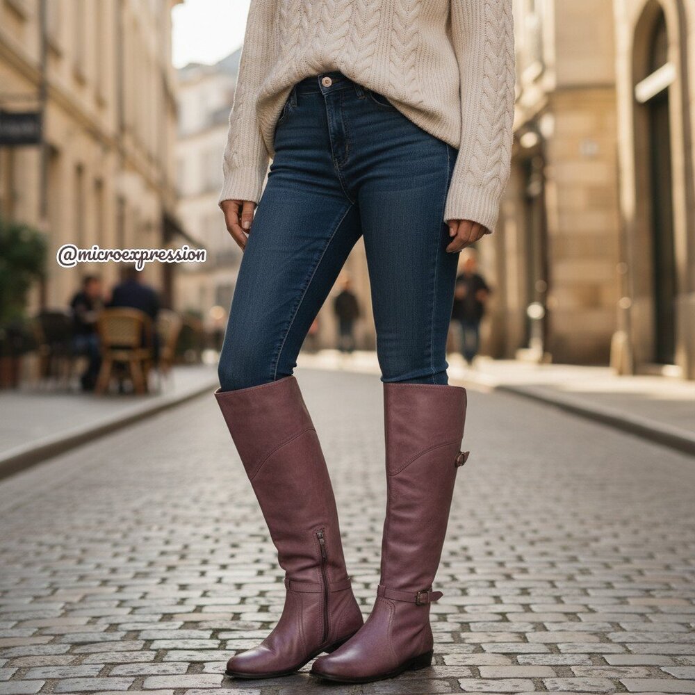 Frye Dorado Polished Genuine Leather Bordeaux/Light Red Knee High Riding… - Picture 6 of 16